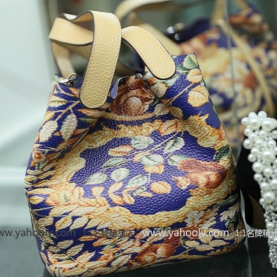 Hermes-愛馬仕 油畫系列，菜籃子，進口原廠皮 純手工蠟線！尺寸：22cm.72516-2