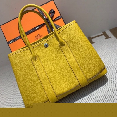 Hermes愛馬仕 Gerden party花園包 30 Negonda Leather 9D琥珀黃