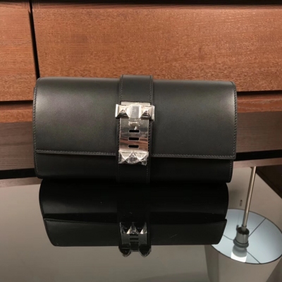 Hermes愛馬仕 Medor 23cm box皮 黑色 銀扣 頂級工藝 全手工縫製 現貨