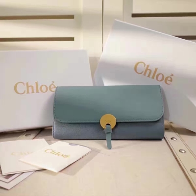 Chloé 3P0809【藍色】原牌荔枝紋配南非牛皮大容量內外全皮大層格＋卡位＋拉鍊格尺寸19x9x3