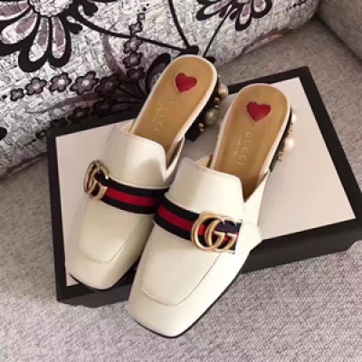 Gucci 古馳拖鞋系列 [4cm珍珠版 ] 自然光實拍！高端定制！進口牛皮面，羊皮內裡，咱家板型超正！材質做工非常好！歡迎實物對比！34-40碼