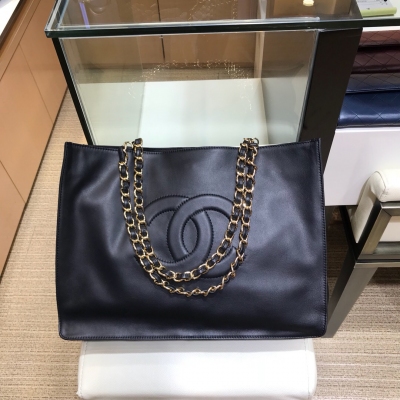 CHANEL香奈兒 Shopping bag A078009 原版小胎牛New18秋冬軟包版GXT子母包 內膽可拆卸 A4紙剛好的size 大容量 Size:37*11*27