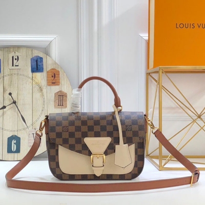 LV LOUIS VUITTON路易威登 外海原單 正品複刻N40148白色Crossbody 手袋融合 Damier Ebene 塗層帆布與柔軟的細粒面皮革 塑造精巧翻蓋設計，內裡可容納日常所需，既顯休閒隨意，又不乏都