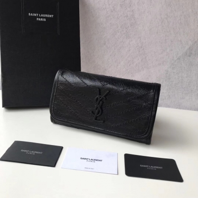 YSL Yves Saint laurent SLP聖羅蘭 新款NIKI油蠟皮長款錢包 內部有6個卡槽 總之超實用！尺寸：20x11.5x3cm