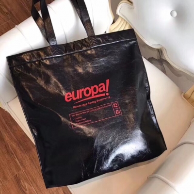 Balenciaga巴黎世家 最新款 Supermarket Europa！大號購物包 義大利進口羊皮 尺寸47*46cm，獨家現貨實拍圖 313黑紅色