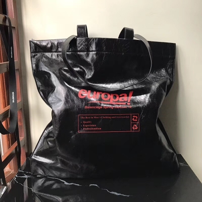 Balenciaga巴黎世家 最新款 Supermarket Europa！大號購物包 義大利進口羊皮 尺寸47*46cm，獨家現貨實拍圖 313黑色