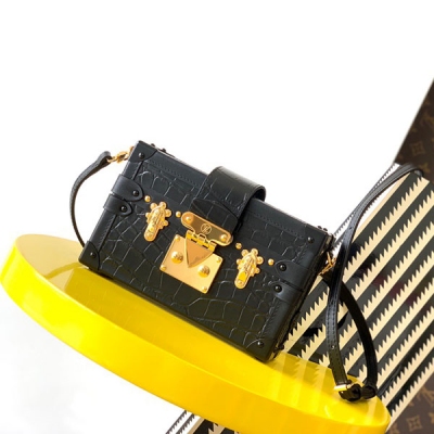 LOUIS VUITTON LV路易威登 M40273 93144鱷魚紋黑 PETITE MALLE BOX盒子包 19×5×11.5CM