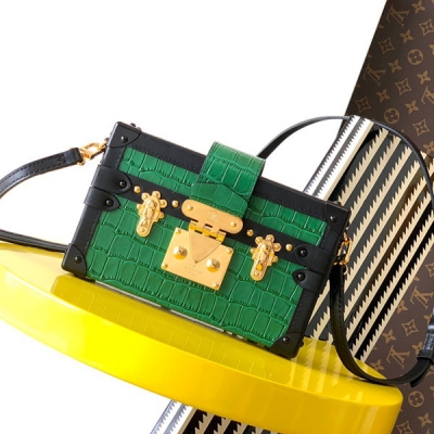 LOUIS VUITTON LV路易威登 M40273 93145鱷魚紋綠 PETITE MALLE BOX盒子包 19×5×11.5CM