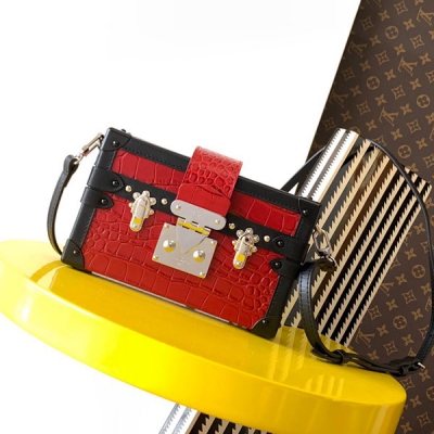 LOUIS VUITTON LV路易威登 M40273 94030鱷魚紋紅 PETITE MALLE BOX盒子包 19×5×11.5CM