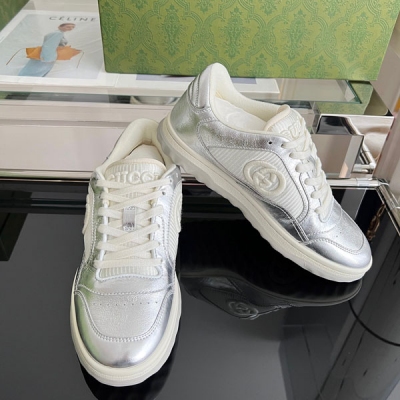 GUCCI古馳 最新款Mac80系列情侶款小髒鞋復古休閒鞋，原版色頭層牛皮混搭雙G刺繡面料，定制進口透氣網 ，原版定制透氣布注塑成型，原版雙色TPU防滑大底底後3cm，情侶款！女碼35-40（40定做） 男碼39-44（45定做）