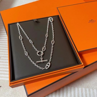 Hermes愛馬仕 HERMèS FARANDOLE 愛馬仕豬鼻子長鏈 肩帶 腰鏈 手鏈！正品純銀電鍍18K真金材質 頂級品質 長度120cm